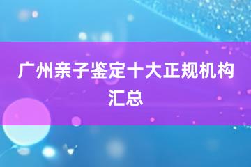 广州亲子鉴定十大正规机构汇总