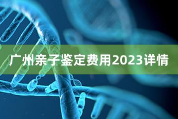 广州亲子鉴定费用2023详情